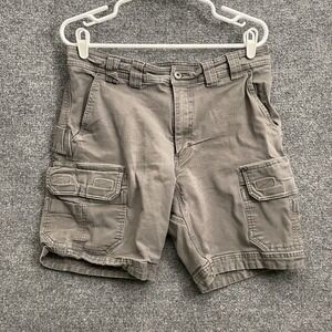 Duluth Trading Canvas Cargo Shorts Mens Sz 34 Gray Flex Fire Horse Workwear